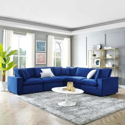 Commix Down Filled Overstuffed Performance Velvet 5-Piece Sectional Sofa