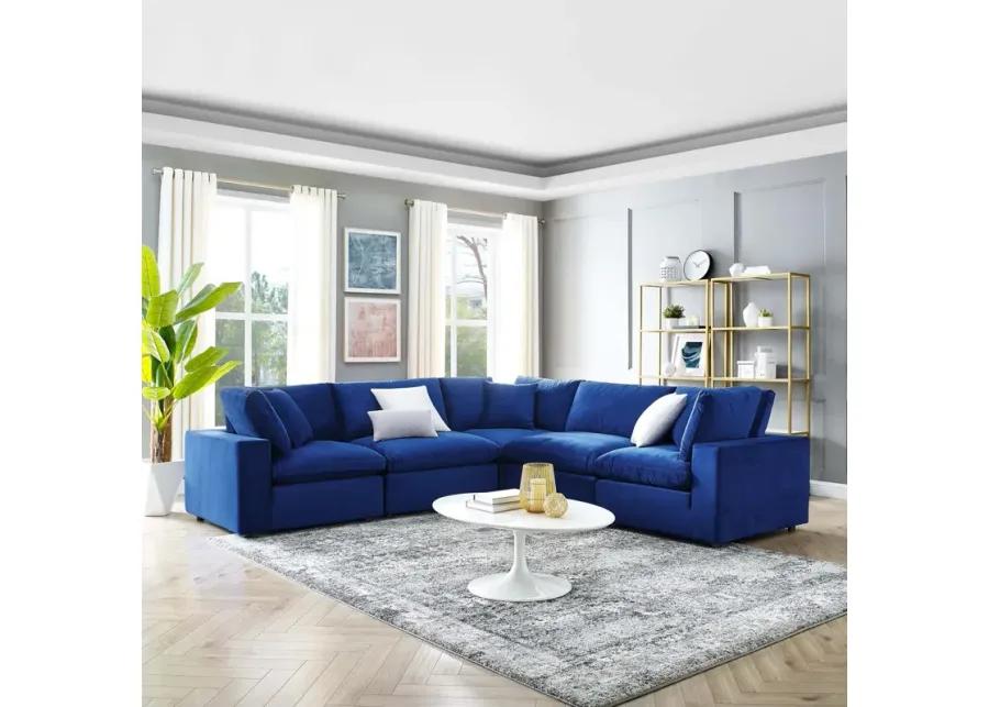 Commix Down Filled Overstuffed Performance Velvet 5-Piece Sectional Sofa