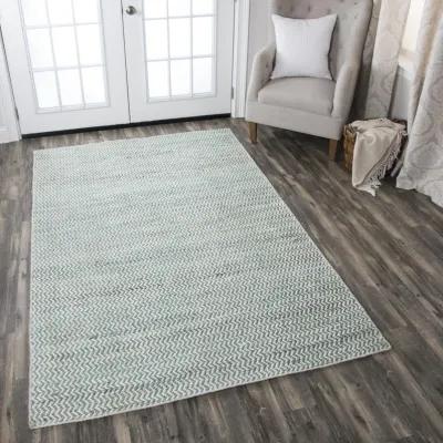 Ellington Turquoise chevron  Jute / Wool  5' x 8' Rectangle Rug