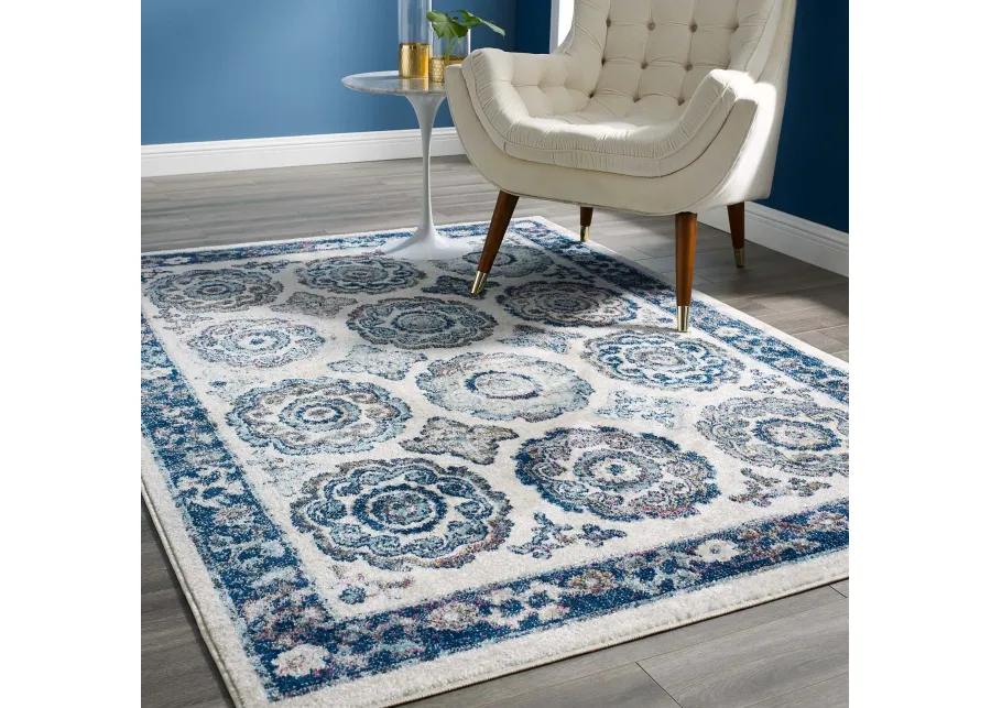 Entourage Odile Distressed Floral Moroccan Trellis 5x8 Area Rug