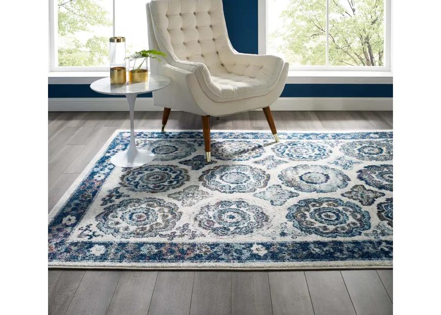 Entourage Odile Distressed Floral Moroccan Trellis 5x8 Area Rug