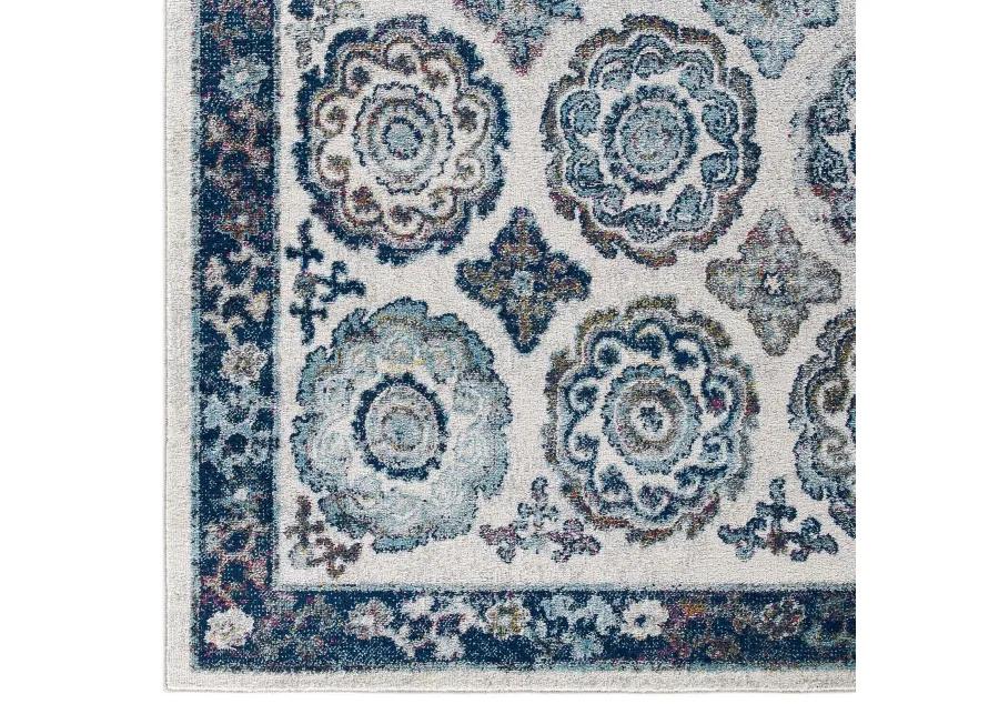 Entourage Odile Distressed Floral Moroccan Trellis 5x8 Area Rug