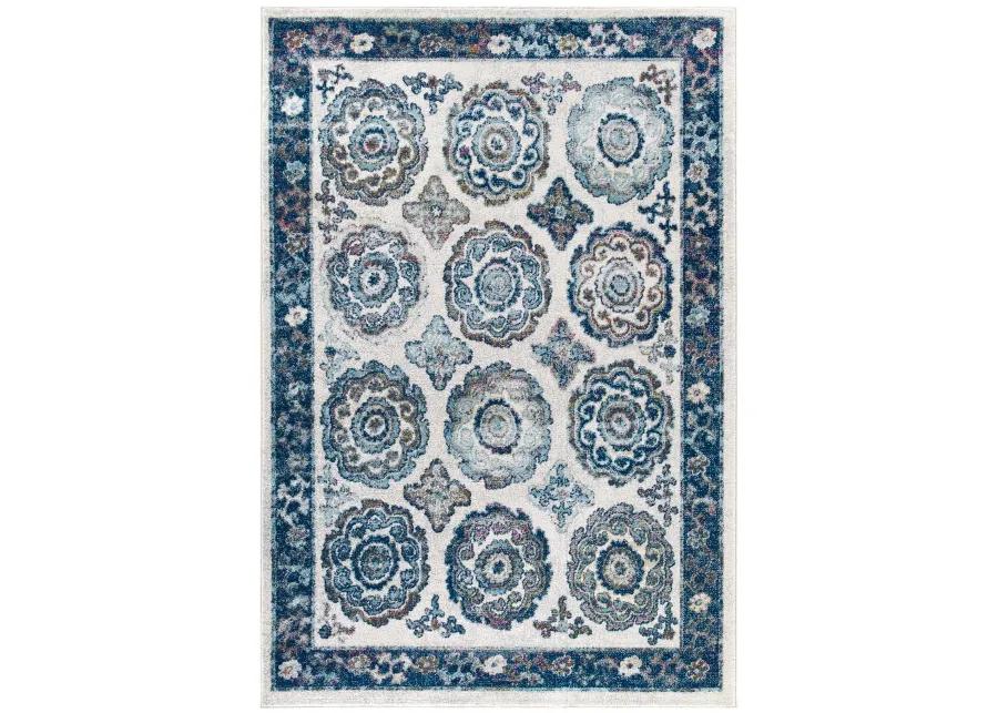 Entourage Odile Distressed Floral Moroccan Trellis 5x8 Area Rug