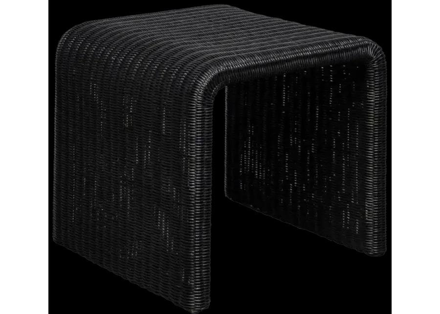 Cahya Woven Rattan Sqaure End Table Black