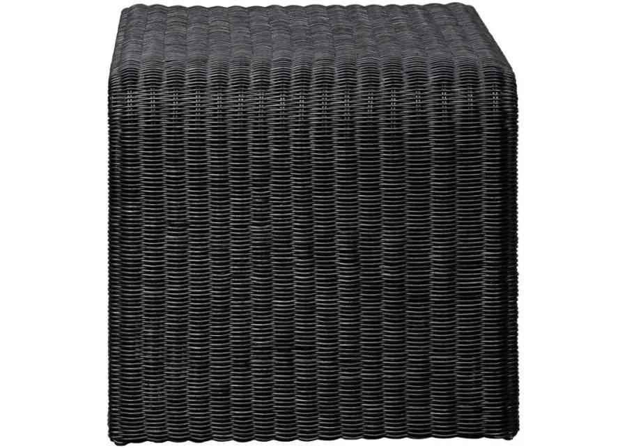 Cahya Woven Rattan Sqaure End Table Black