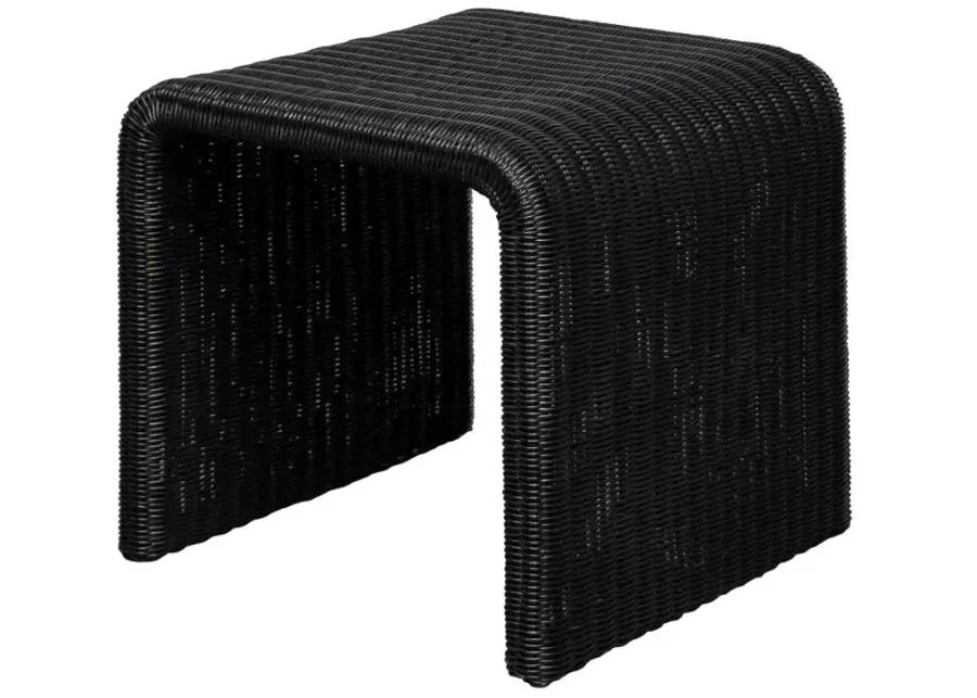 Cahya Woven Rattan Sqaure End Table Black