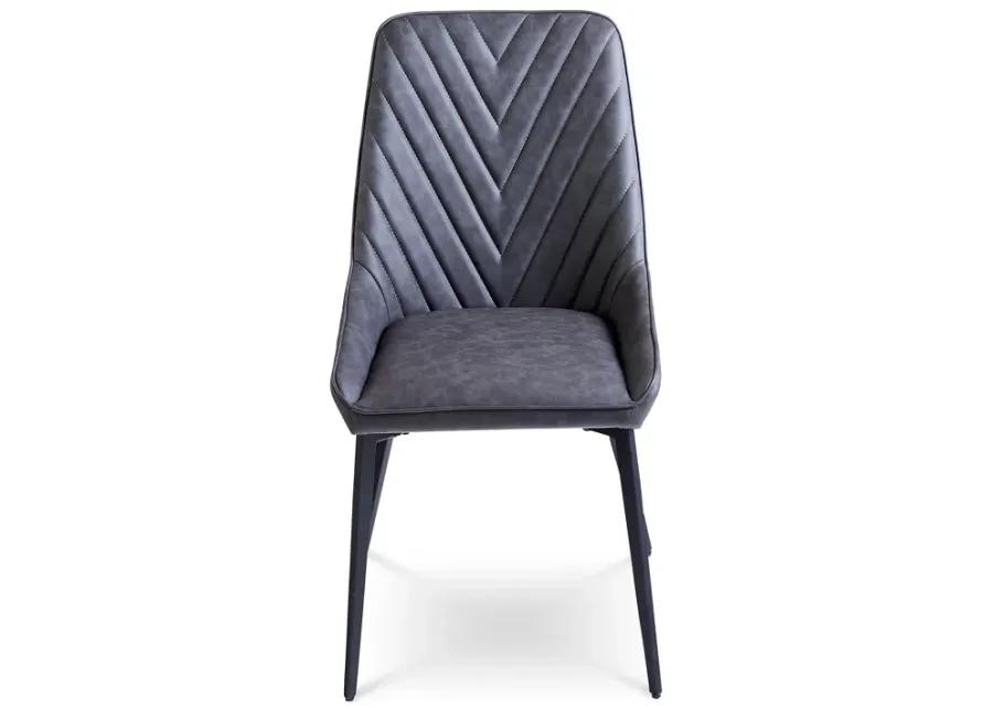 Lucia Upholstered Dining Chair in Charcoal Synthetic Leather and Black Metal