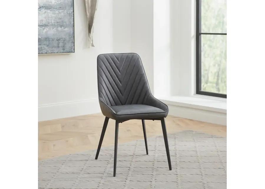 Lucia Upholstered Dining Chair in Charcoal Synthetic Leather and Black Metal