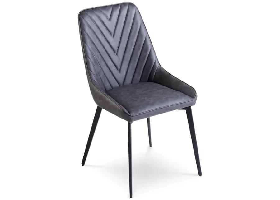 Lucia Upholstered Dining Chair in Charcoal Synthetic Leather and Black Metal