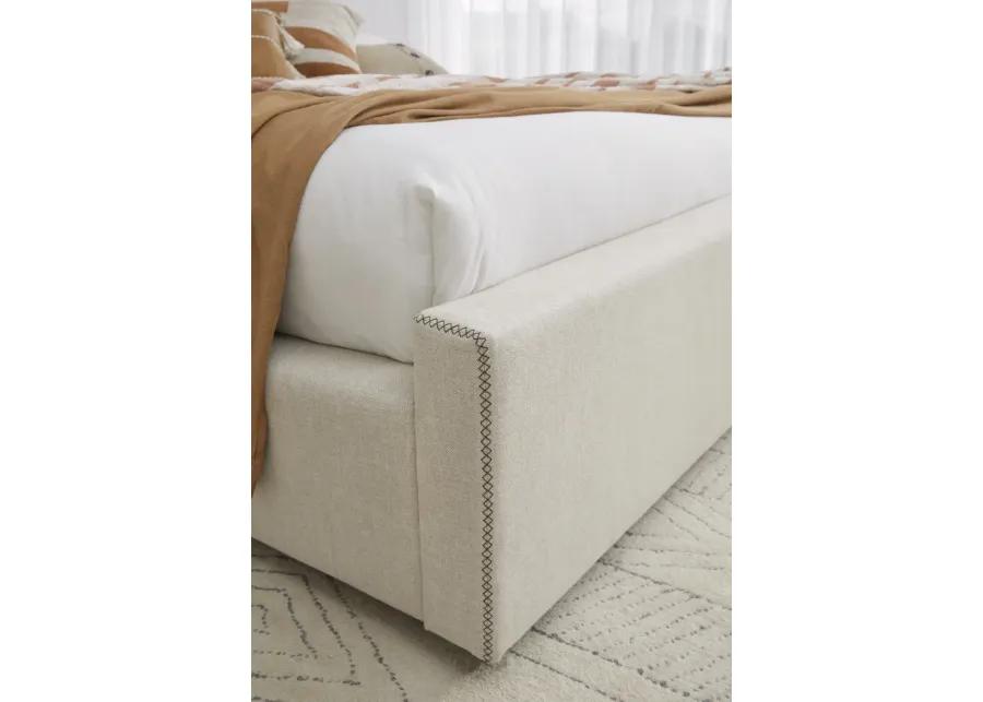 Louis Queen-size Upholstered Platform Bed in Natural Linen