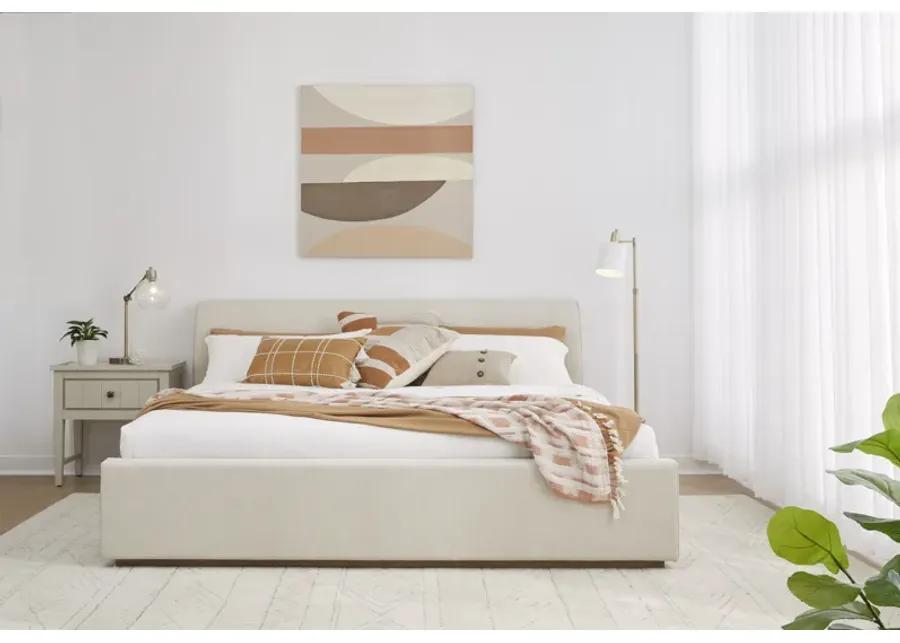 Louis Queen-size Upholstered Platform Bed in Natural Linen