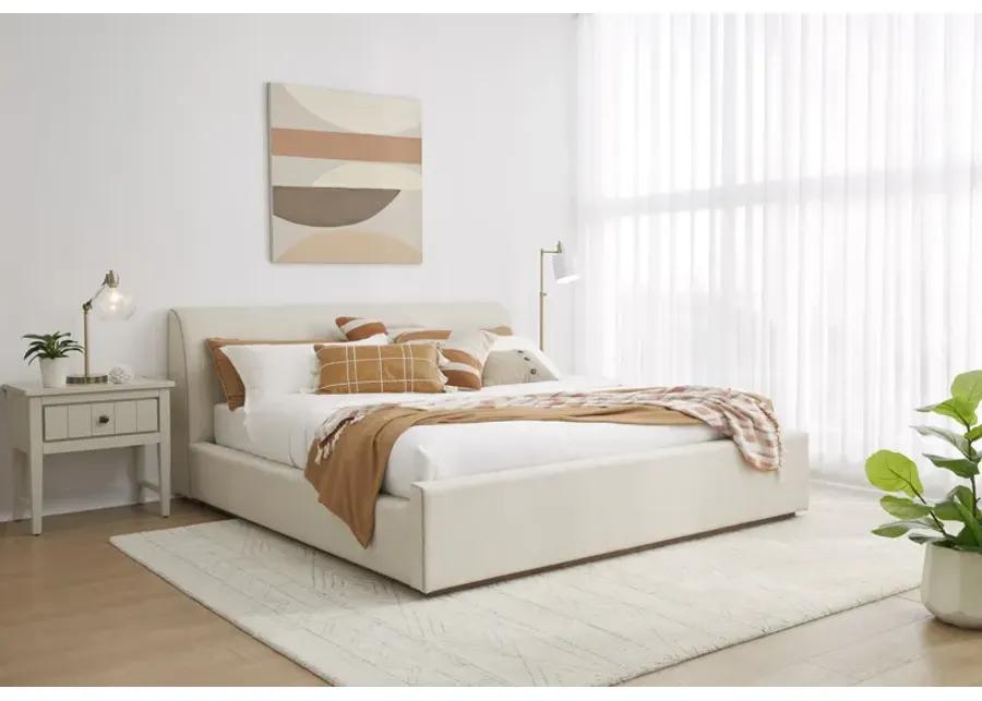 Louis Queen-size Upholstered Platform Bed in Natural Linen