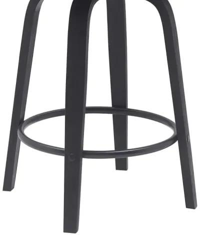 Diana 26" Swivel Black Wood Counter Stool in Gray Faux Leather