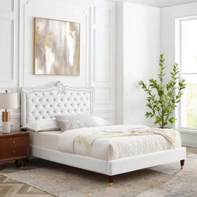 Clara Performance Velvet Queen Platform Bed