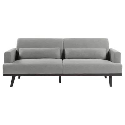 Rialto Upholstered Sofa with Track Arms Sharkskin And Dark Brown