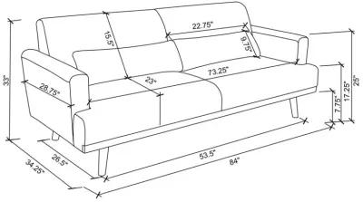 Rialto Upholstered Sofa with Track Arms Sharkskin And Dark Brown