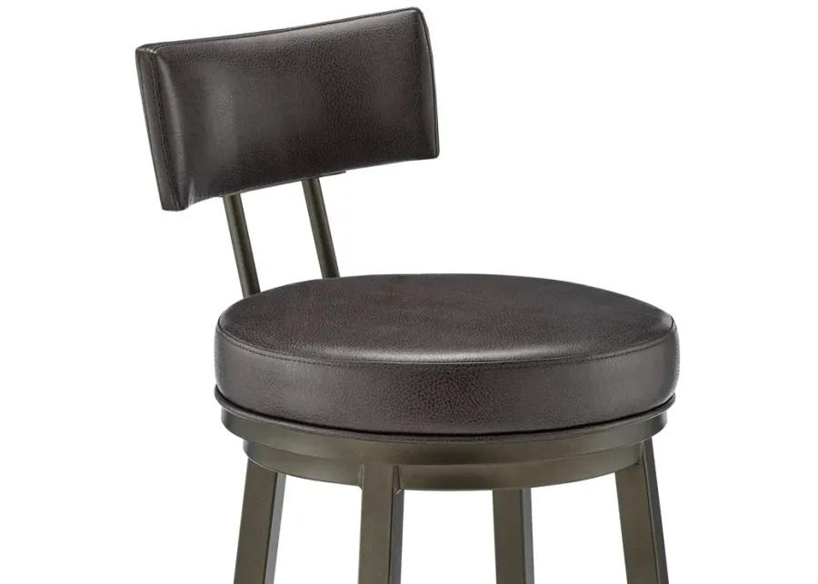 Dalza Swivel Counter or Bar Stool in Mocha Finish with Brown Faux Leather