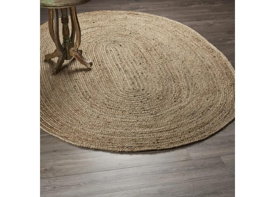 Nature Gray Contemporary Gradient Organic Jute Indoor Oval Area Rug 7' x 9'