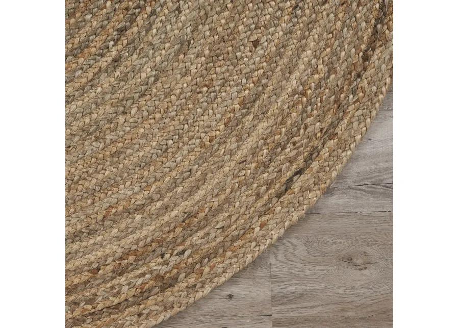 Nature Gray Contemporary Gradient Organic Jute Indoor Oval Area Rug 7' x 9'