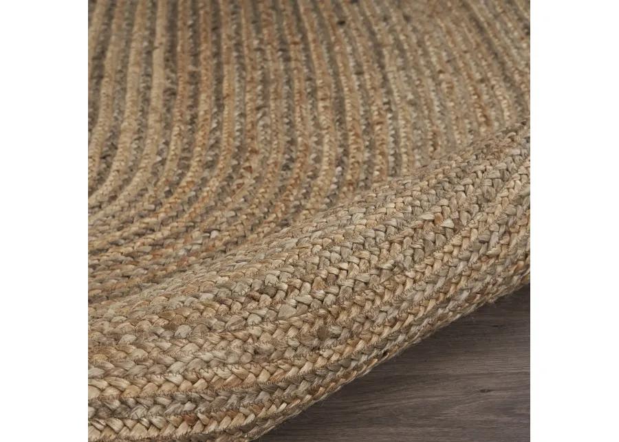 Nature Gray Contemporary Gradient Organic Jute Indoor Oval Area Rug 7' x 9'