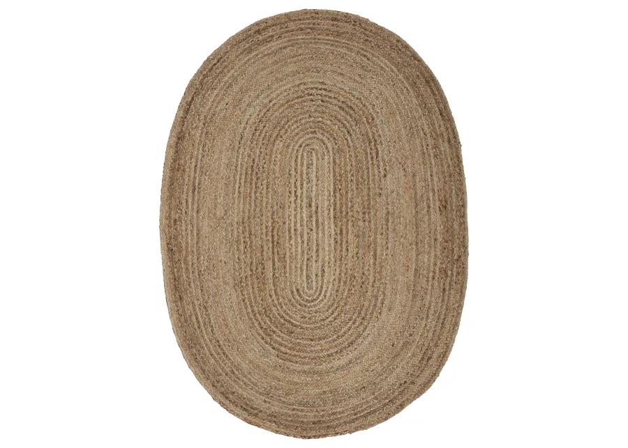 Nature Gray Contemporary Gradient Organic Jute Indoor Oval Area Rug 7' x 9'