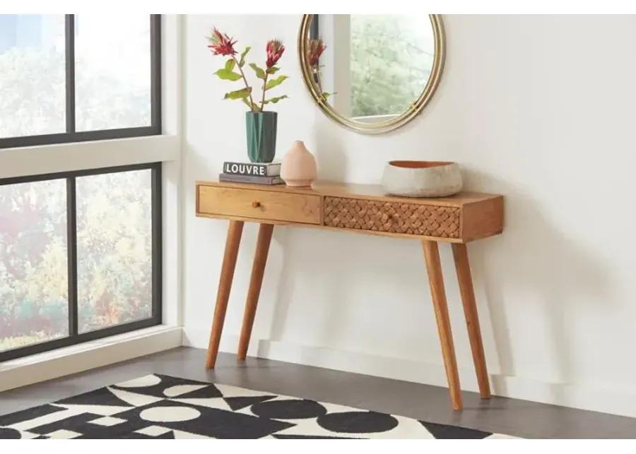 Lotus 2-drawer Console Table Natural Brown