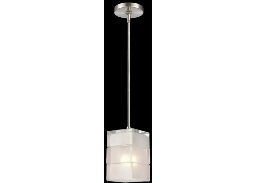 Ice Blocks 6" Wide 1-Light Mini Pendant - Satin Nickel