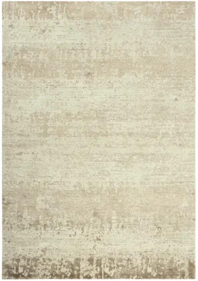 Artistry Beige Abstract NZ Wool/Tencel Blend 2' x 3'  Rectangle Rug