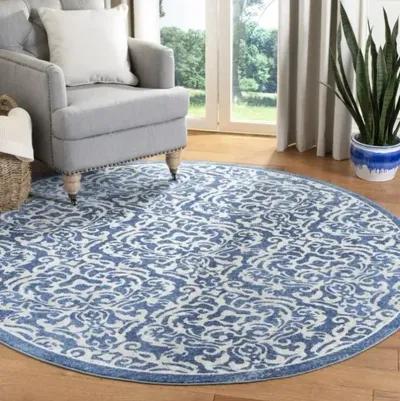 Brentwood 810 Navy / Creme 5' X 5' Round Round Powerloomed Rug