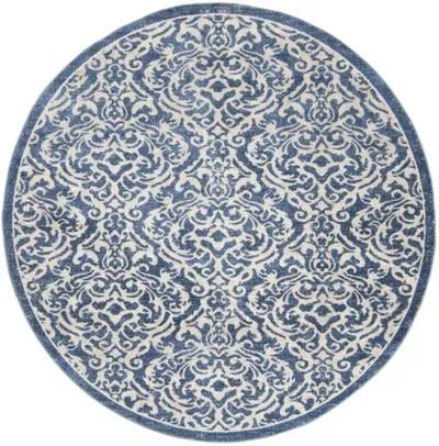 Brentwood 810 Navy / Creme 5' X 5' Round Round Powerloomed Rug