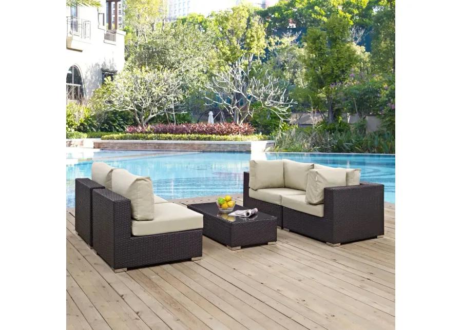 Convene 5 Piece Outdoor Patio Sectional Set