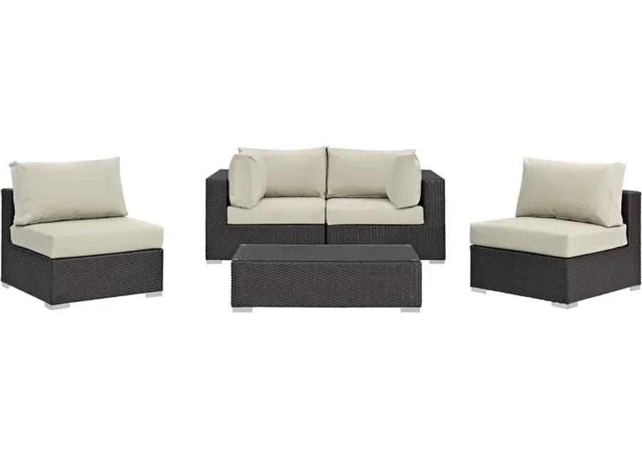 Convene 5 Piece Outdoor Patio Sectional Set