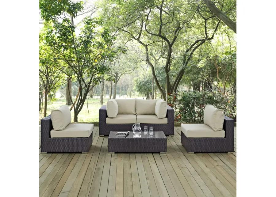 Convene 5 Piece Outdoor Patio Sectional Set