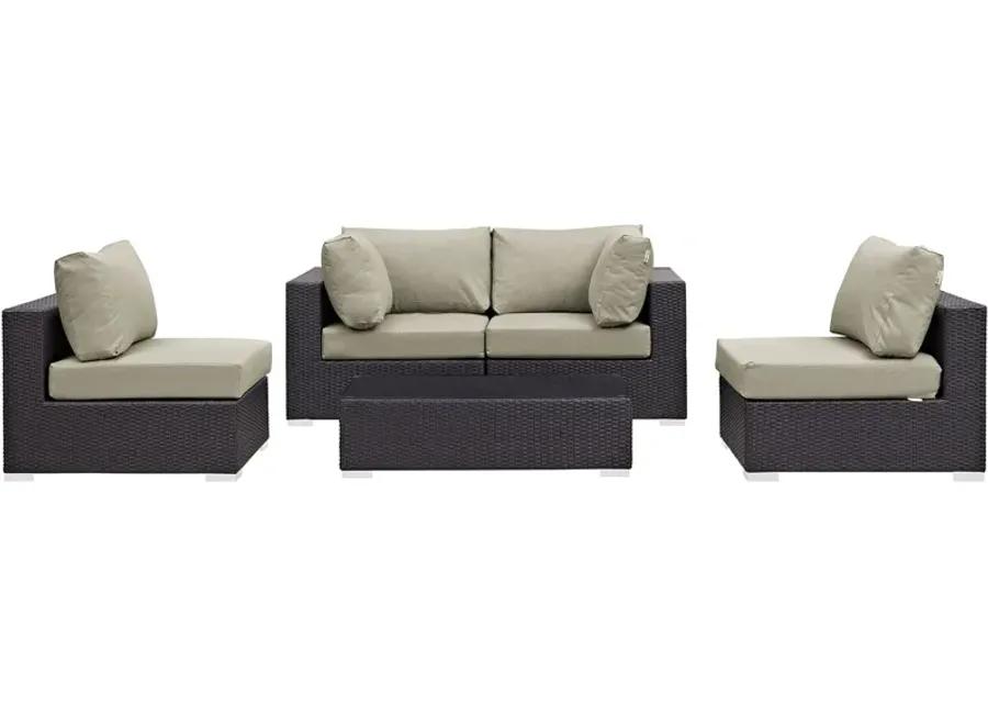 Convene 5 Piece Outdoor Patio Sectional Set