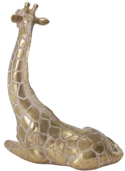 Resin 10" Sitting Giraffe , Gold