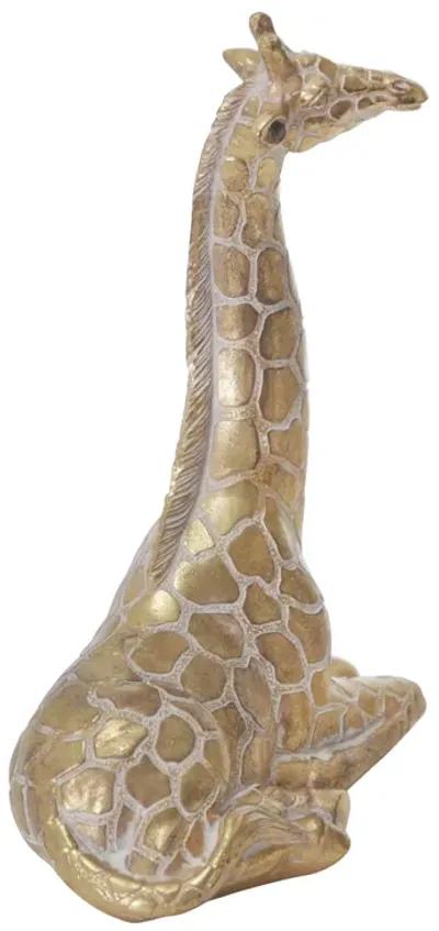 Resin 10" Sitting Giraffe , Gold