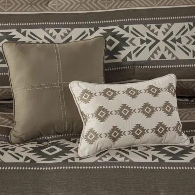 5 Piece Stripe Herringbone Comforter Set with Throw Pillows