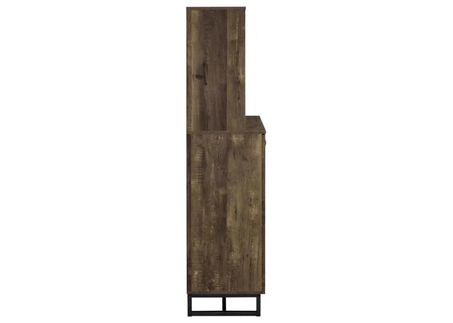 Mendoza 2-door Wine Cabinet Rustic Oak Herringbone and Gunmetal