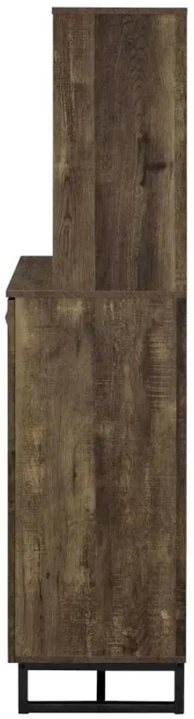 Mendoza 2-door Wine Cabinet Rustic Oak Herringbone and Gunmetal