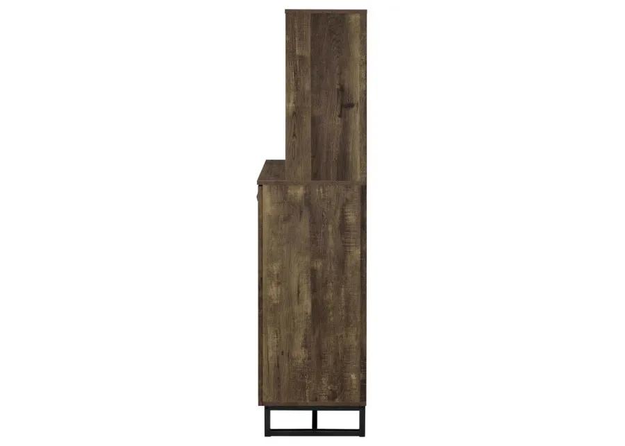 Mendoza 2-door Wine Cabinet Rustic Oak Herringbone and Gunmetal