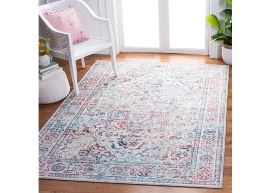 Brentwood 832 Ivory / Blue 2' X 10' Runner Powerloomed Rug