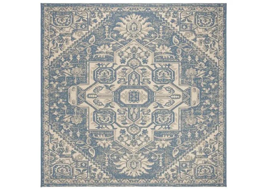 LINDEN 138 Collection LND138N-6SQ Cream / Blue 6'-7" X 6'-7" Square