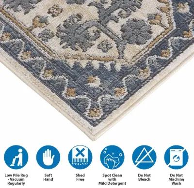 Madison Park Dakota Blue/Cream Tiled Border Area Rug