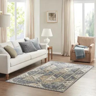 Madison Park Dakota Blue/Cream Tiled Border Area Rug