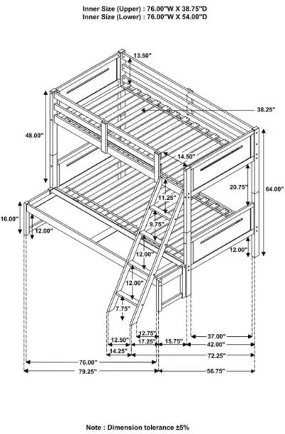 Littleton Twin Over Full Bunk Bed Grey