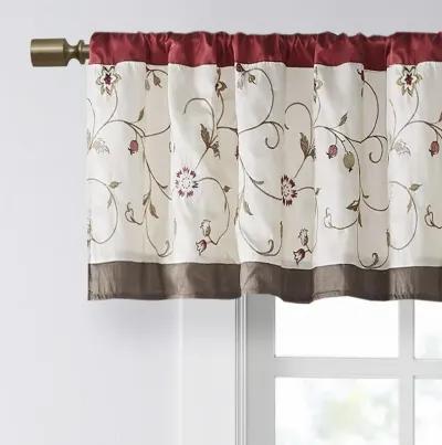 Madison Park Serene Red Embroidered Window Valance