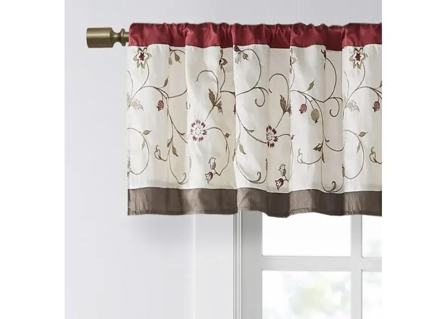 Madison Park Serene Red Embroidered Window Valance