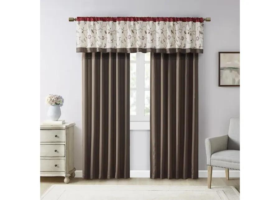 Madison Park Serene Red Embroidered Window Valance