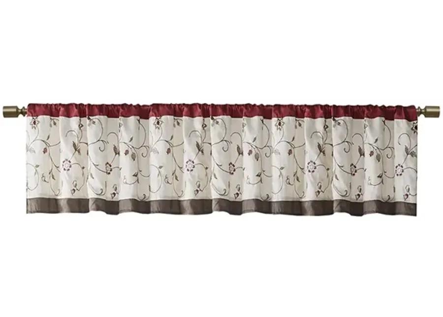 Madison Park Serene Red Embroidered Window Valance