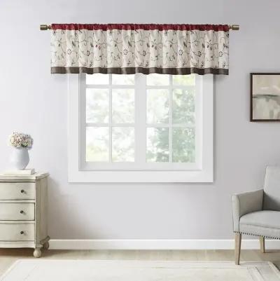 Madison Park Serene Red Embroidered Window Valance